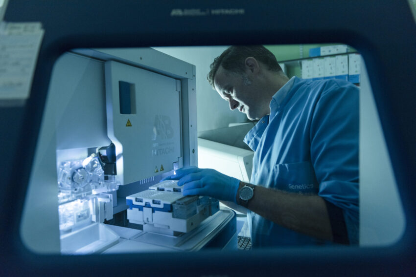 Genetics lab scientist working