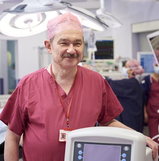 Professor Vladimir Anikin in theatre with Plasmajet machine